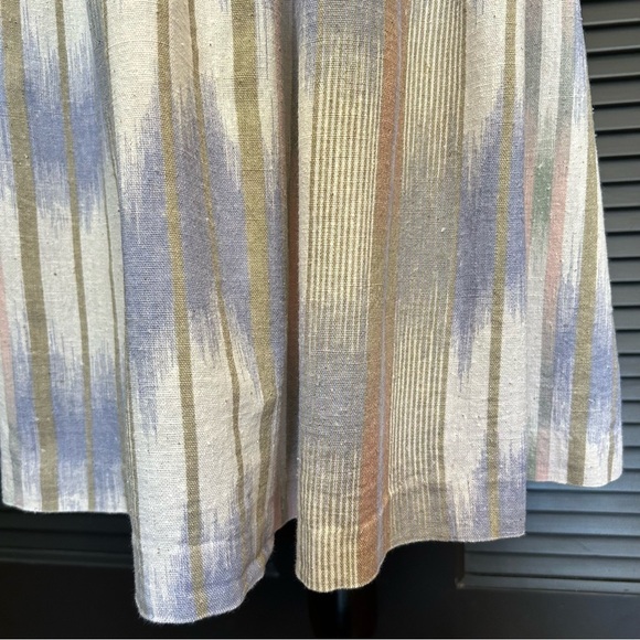 Vintage Ikat Midi Button Down Skirt, 100% Cotton, Textured, Pockets, Size Small - Picture 10 of 12